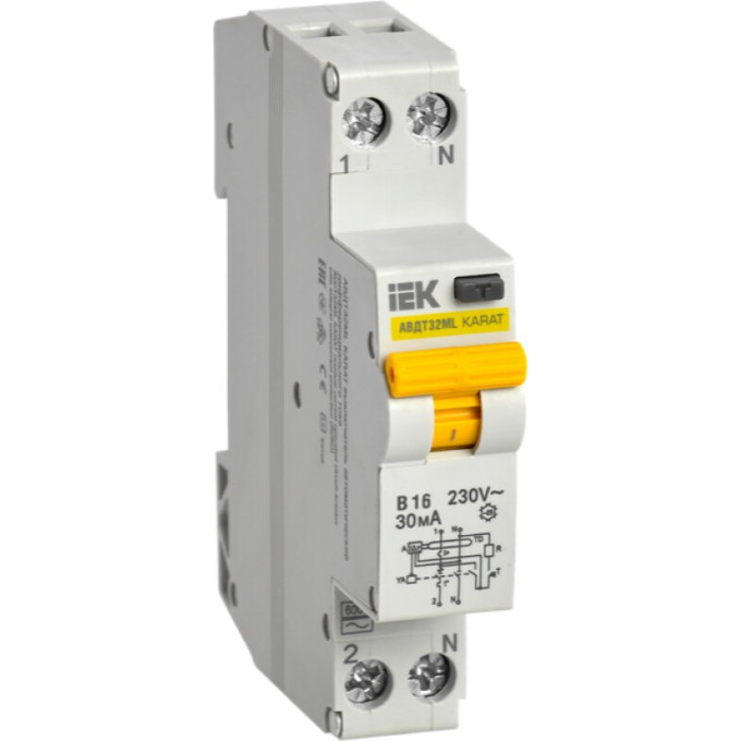 Выключатель автоматический дифференциального тока IEK АВДТ32МL B16 30мА KARAT - MVD12-1-016-B-030